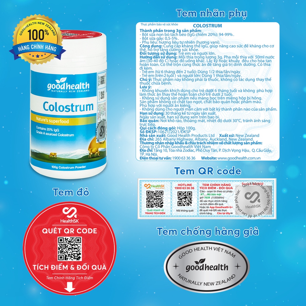 SỮA NON 24H Goodhealth Colostrum 100g  tăng đề kháng và hệ miễn dịch