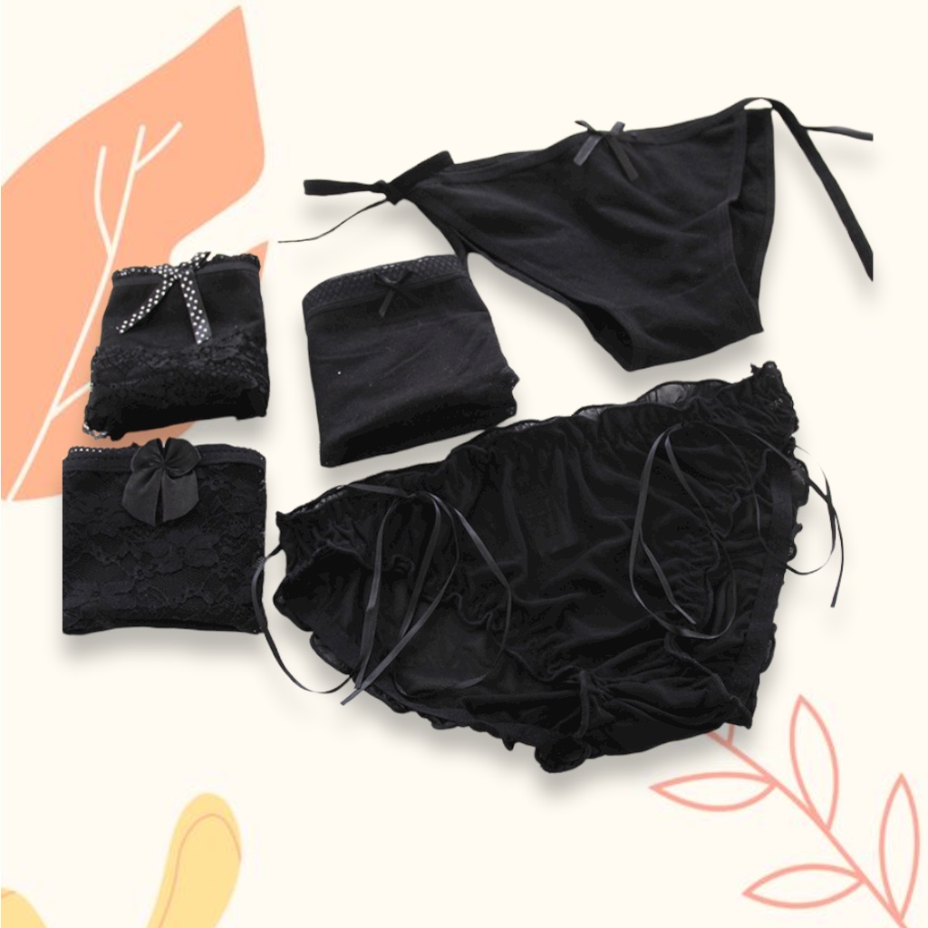 Set 5 quần lót ren đen nữ gồm 5 mẫu khác nhau