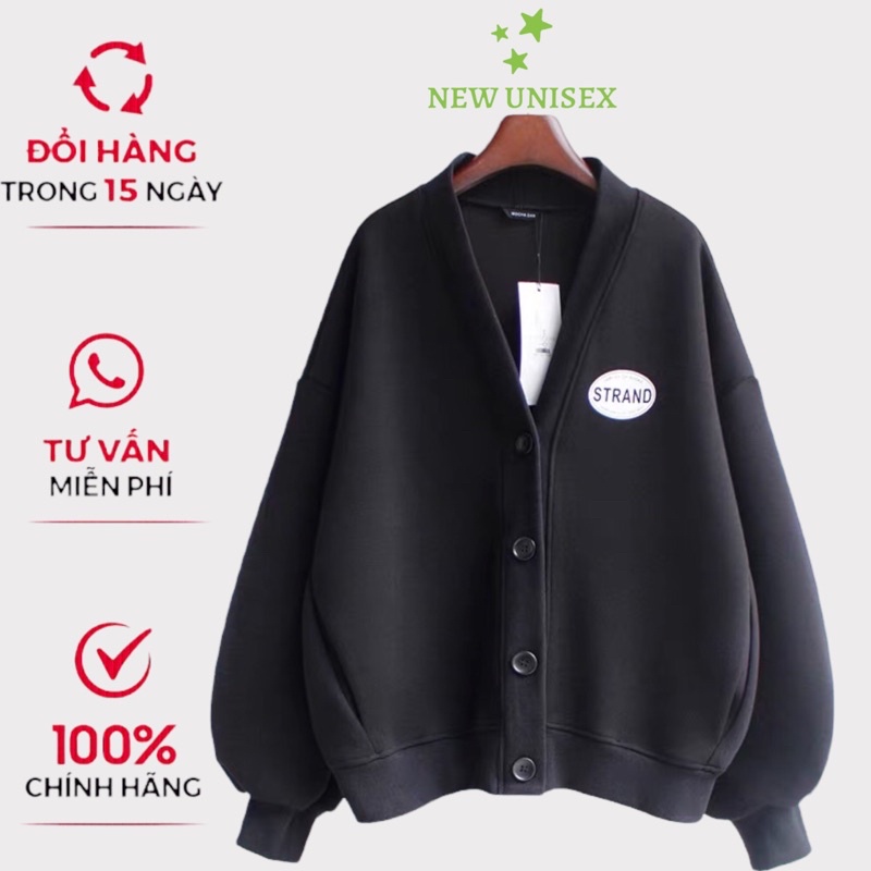 Áo Khoác Cadigan Nữ Tay Phồng Chất Nỉ 1 Lớp Logo Thêu Form Rộng Che Nắng Mặc Đẹp [NEW UNISEX]