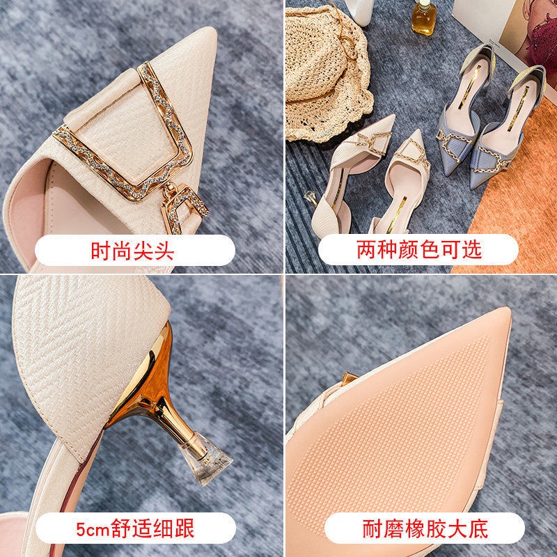 Giày cao gót mũi nhọn phong cách Pháp thanh lịch cho nữ