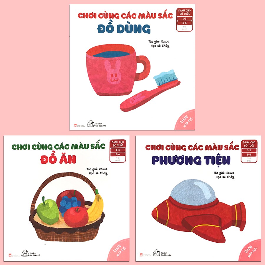 Sách - Chơi Cùng Các Màu Sắc - Ehon Nhận Biết (Bộ 3 Cuốn: Phương Tiện, Đồ Ăn, Đồ Dùng cho bé 1-6 tuổi)