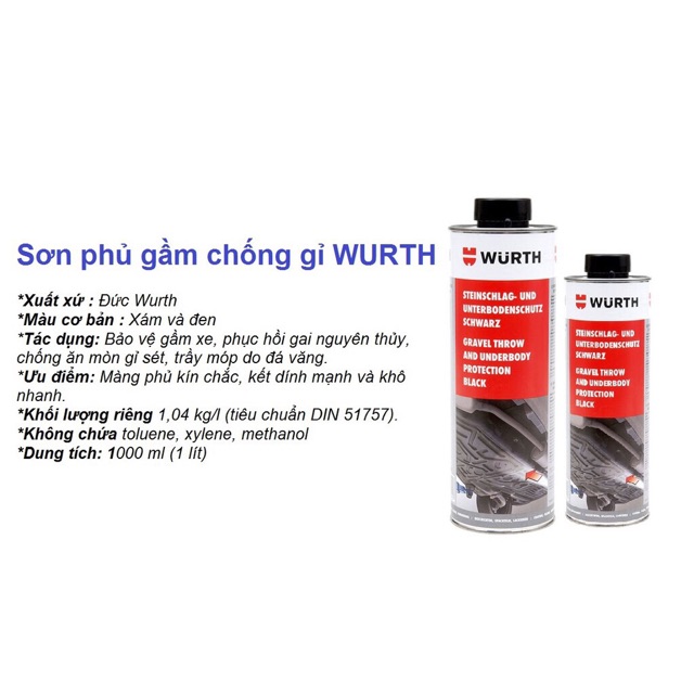 SƠN XỊT PHỦ GẦM MÀU ĐEN WURTH GERMANY