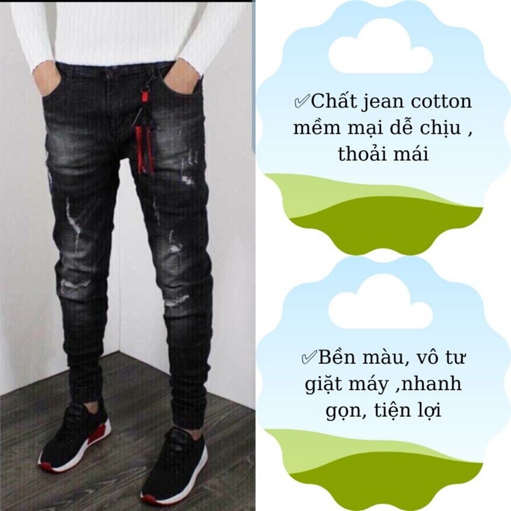 Quần Jean Nam Chất Bò AD351TG Đen JOGGER Mẫu Mới Trẻ Trung