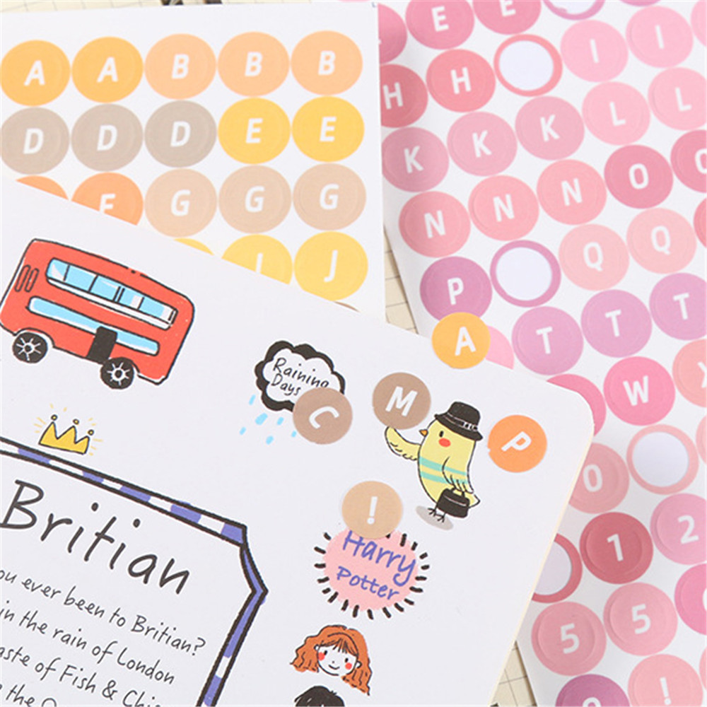 Bộ 4 Tấm Hình Dán Trang Trí Hoạ Tiết Chữ Cái Tiếng Anh Xinh Xắn