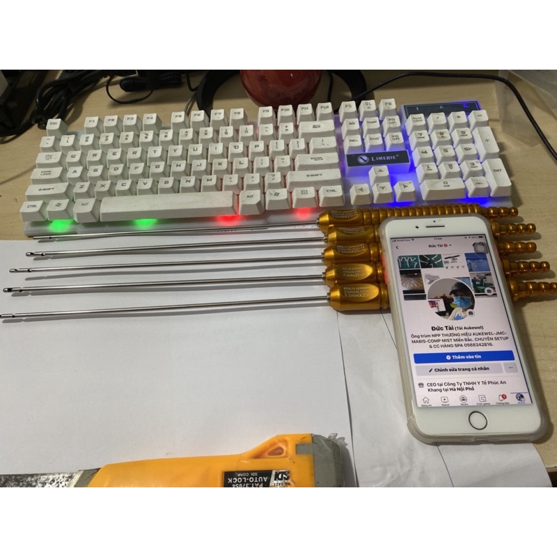 Que hút mỡ 3 lỗ tròn 3.5mm x 25cm - Thanh hút mỡ - cây hút mỡ - Que hút