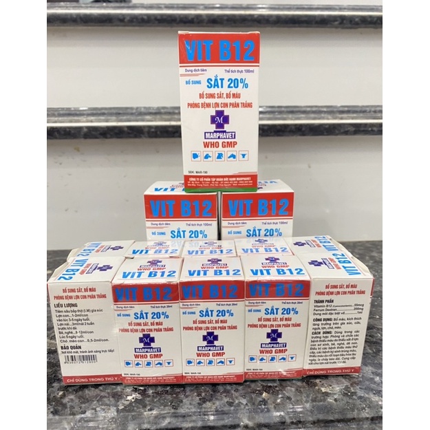1 lọ VIT B12 bổ sung sắt cho trâu bò lợn gà chó mèo