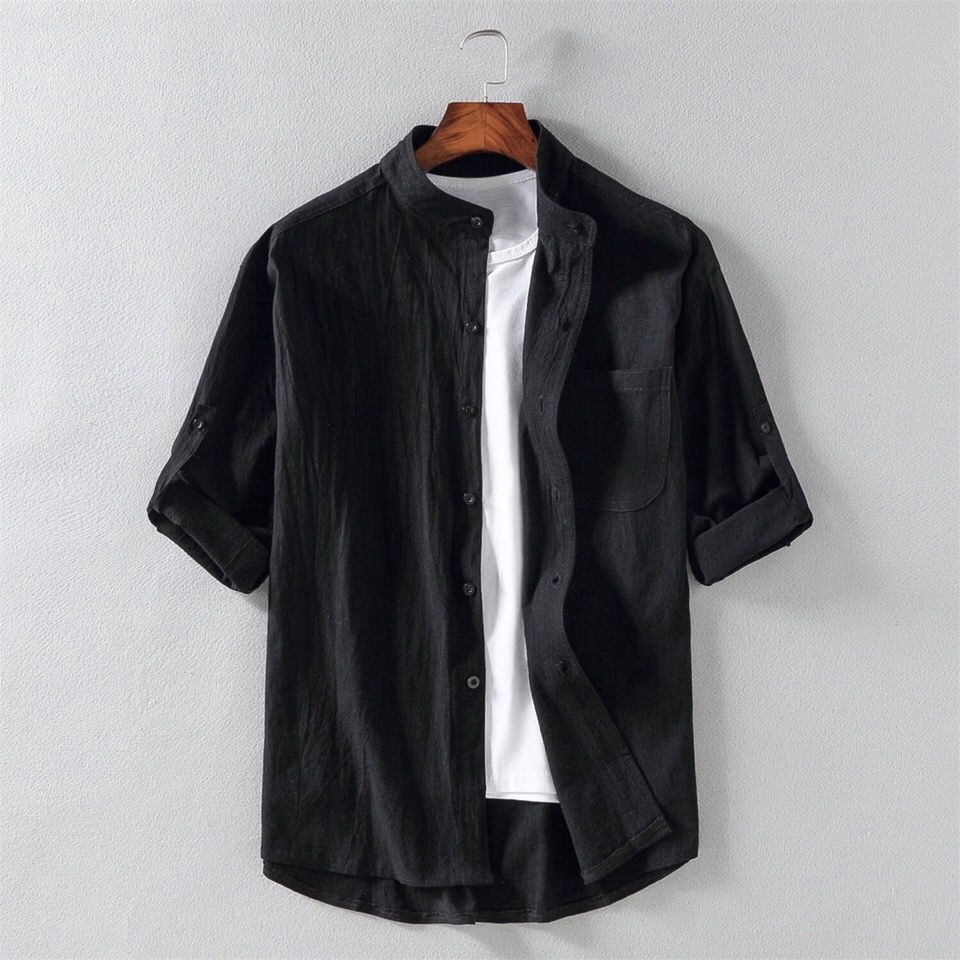 Áo sơ mi lanh tay ngắn dáng rộng cỡ lớn 3XL dành cho nam giới | BigBuy360 - bigbuy360.vn