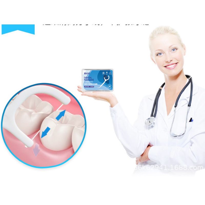 🤩Hộp 50 Chiếc Tăm Chỉ Nha Khoa S RCợi Chỉ Mảnh
