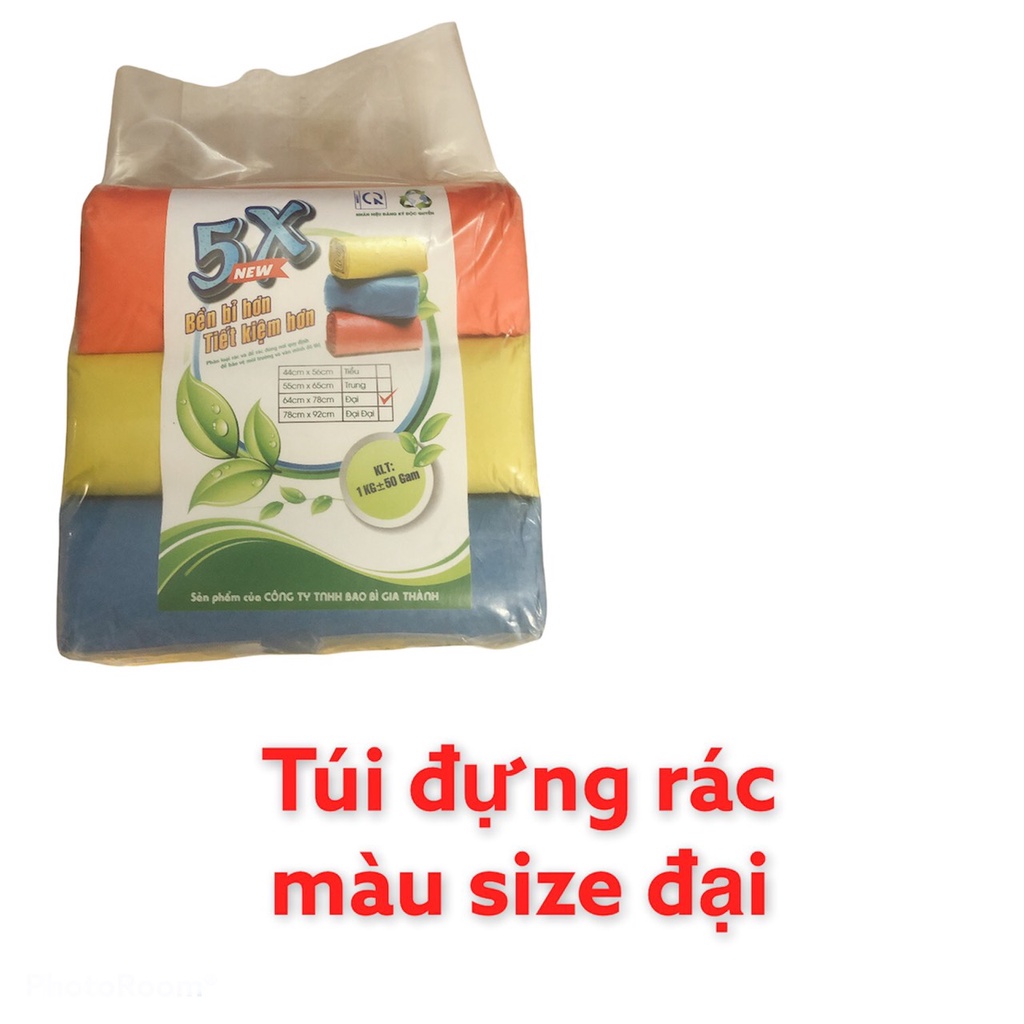 túi đựng rác màu đại size 64cm x 78cm ( 1kg 3 cuộn )