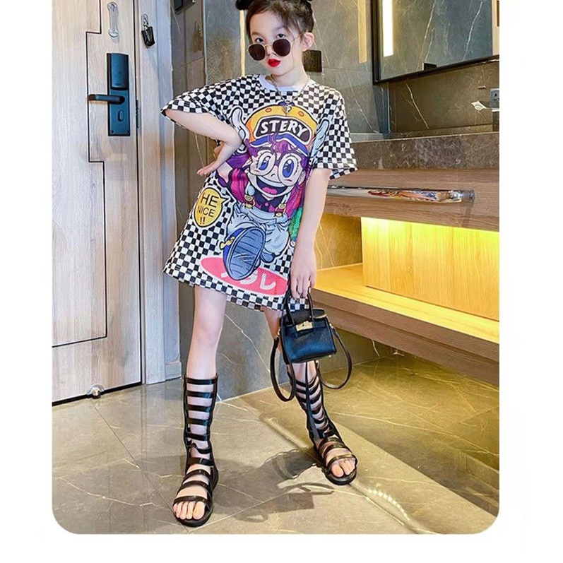 Áo thun bé gái，Đầm Thun Tay Ngắn Phong Cách Mùa Hè Mới Dành Cho Bé Gái