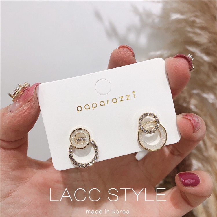 Bông Tai Hình Trái Tim Đính Đá Đơn Giản Phong Cách Hàn Quốc Thời Trang Cho Nữ