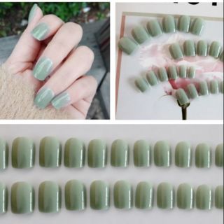 Bộ 24 móng tay giả xanh ngọc kèm keo
