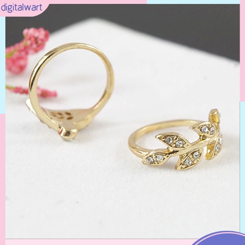 Bộ 3 nhẫn đeo khớp ngón tay hình lá dát đá sáng bóng sang trọng