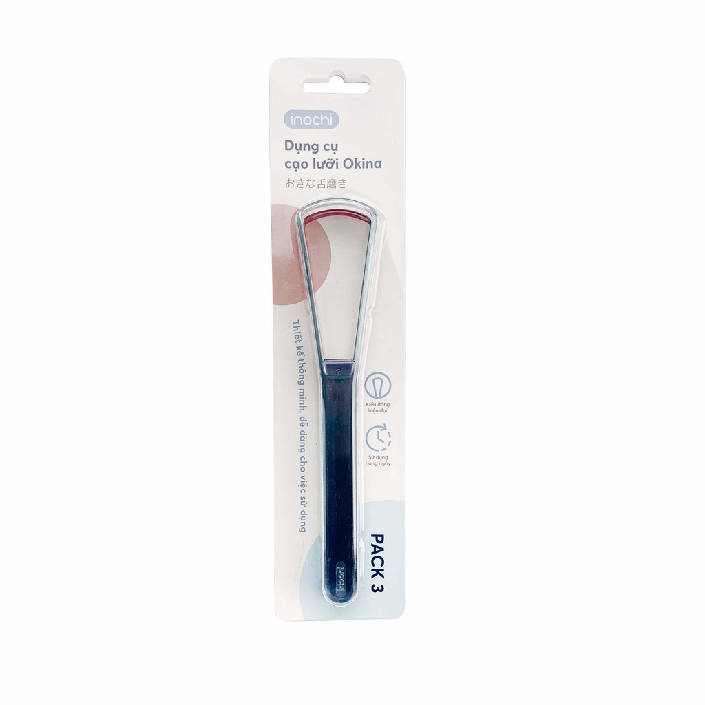 Set 03 Dụng cụ cạo lưỡi Okina lnochi - Vuông/tròn/tam giác - Giúp cải thiện vị giác, Giảm hôi miệng, Chất lượng Nhật Bản