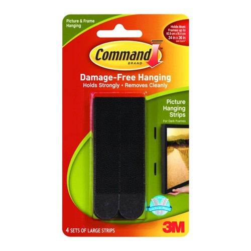 Bộ 8 Miếng - 4 bộ dán treo tranh 3M Command 17206Blk Large Picture Hanging Strips Black