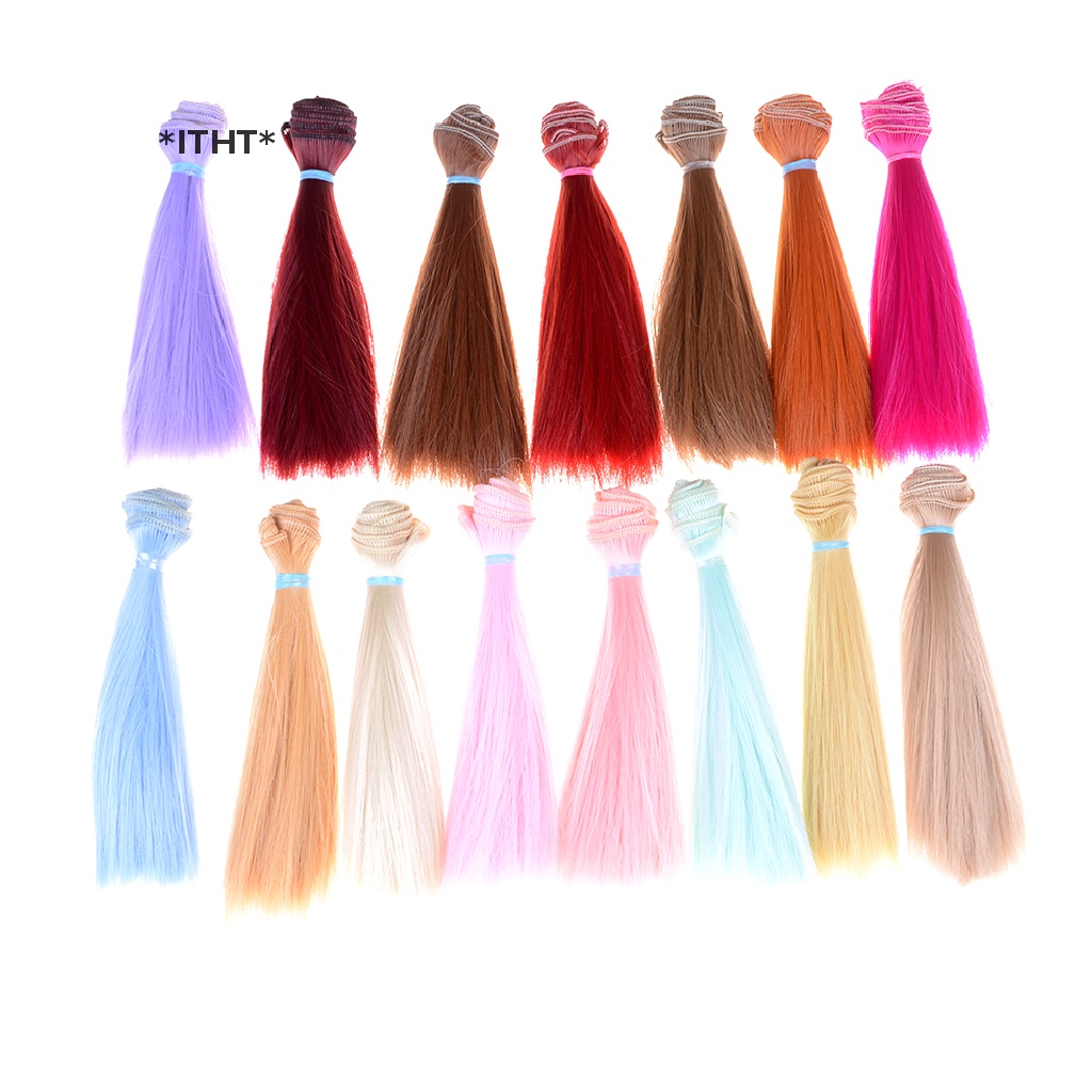 Bộ tóc giả dài 15cm dày dặn nhiều màu sắc dành cho búp bê 1 / 3 / 1 / 4 1 / 6 bjd