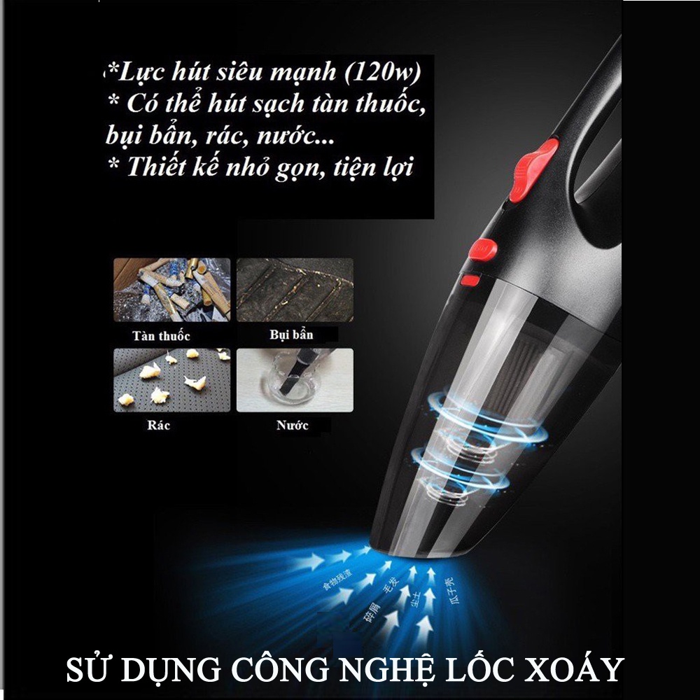 Máy hút bụi cầm tay,máy hút bụi mini 12v cao cấp công suất 120w 2 in 1 siêu thông minh dành cho ô tô và gia đình