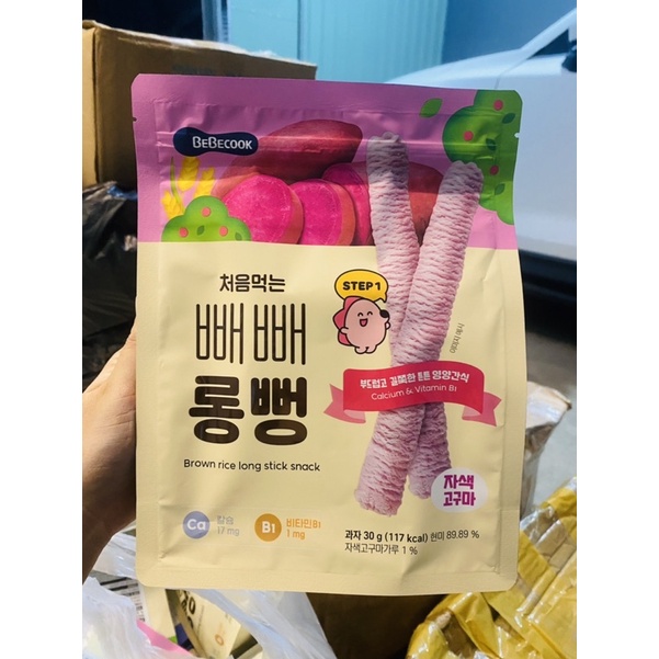 Bánh gạo lứt Que Dài Bebecook Hàn Quốc cho bé ăn dặm siêu ngon dinh dưỡng