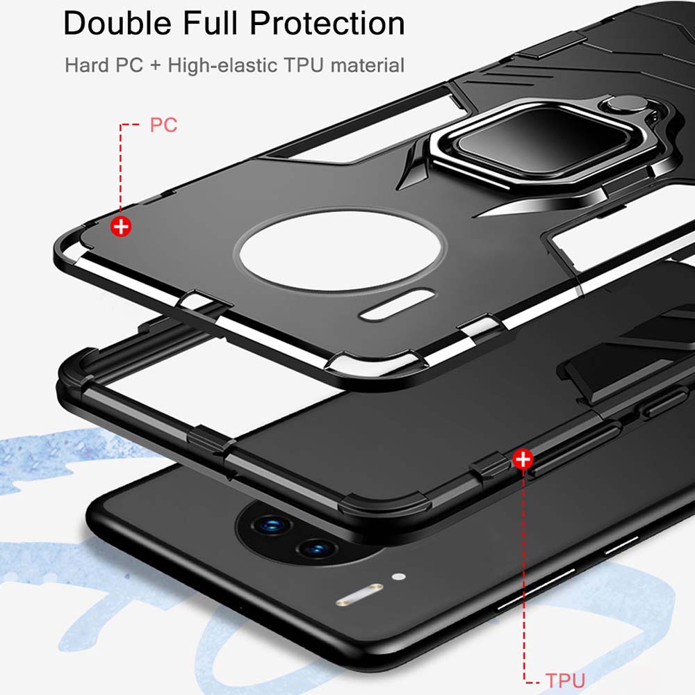 Ốp điện thoại kiểu giáp cứng có vòng đỡ chống sốc sang trọng cho Huawei Mate 20 30 40 Pro 20X 10 9 30 20 40 Lite