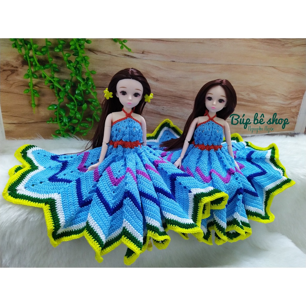 Váy xòe phối màu xinh xắn cho búp bê barbie, búp bê 30cm