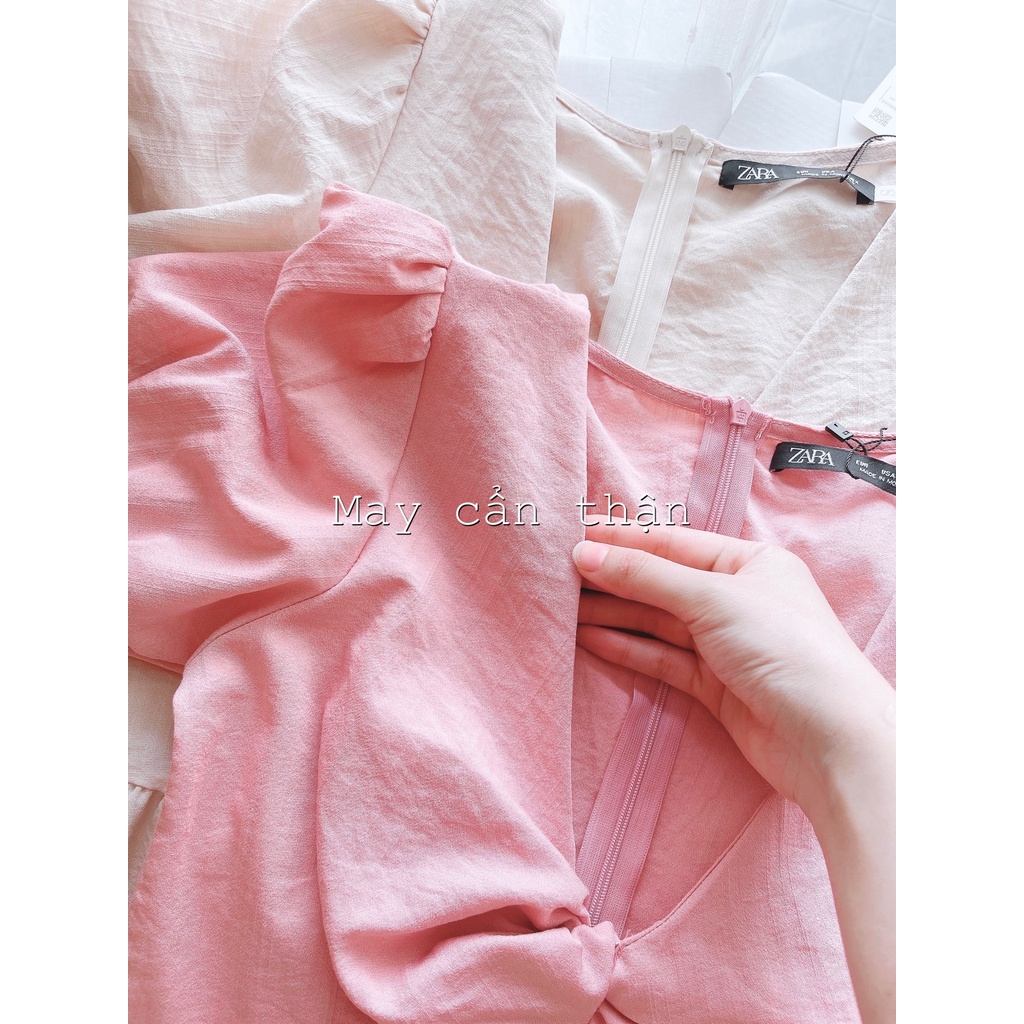 Váy xoắn ngực tôn V1 đầm nơ tay maxi thiết kế tỉ mỉ-Minxy shop