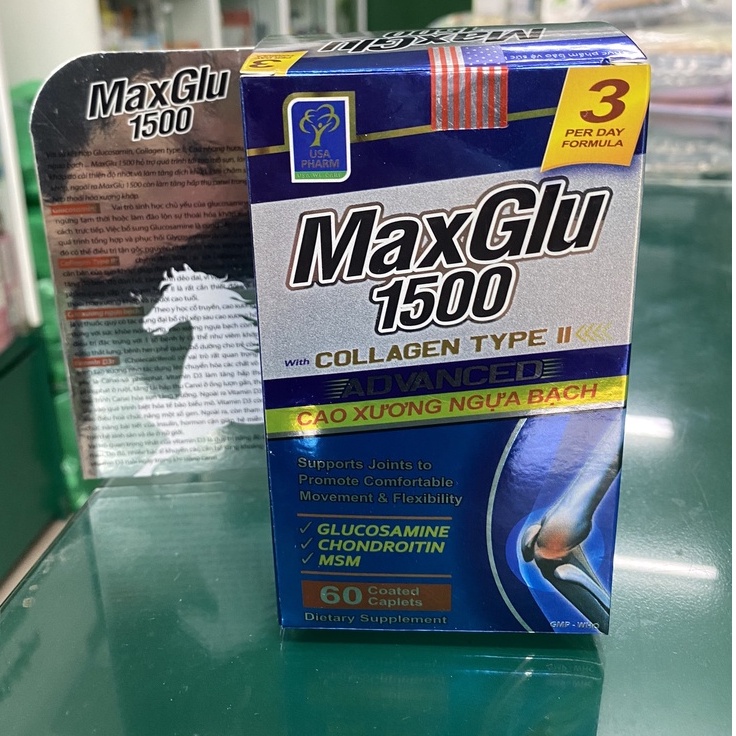 Viên bổ khớp Maxglu 1500 cao xương ngựa bạch- Hỗ trợ tái tạo mô sụn khớp, giảm thoái hóa khớp, viêm khớp (60 viên)