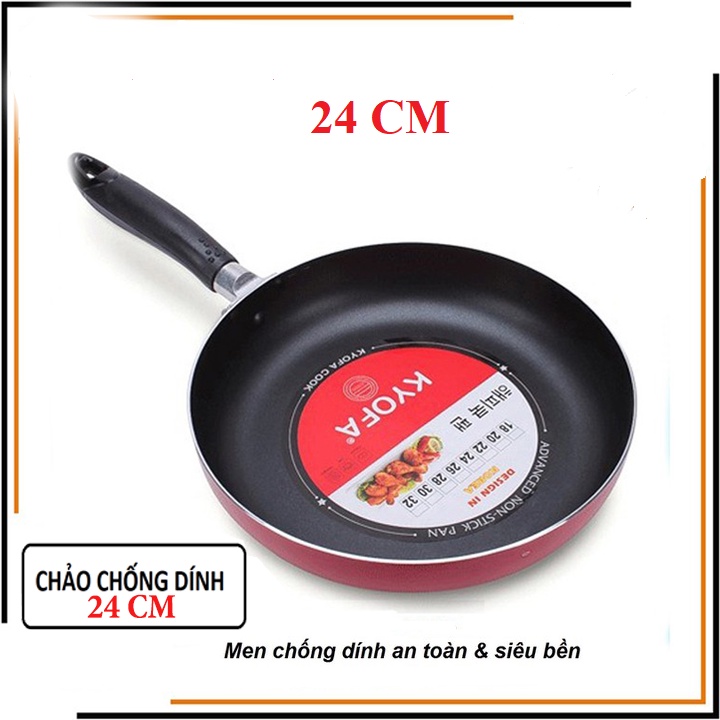 Chảo chống dính tay cầm cách nhiệt 24 CM chính hãng chảo chống dính hợp kim nhôm tay cầm chịu nhiệt chống trầy xước