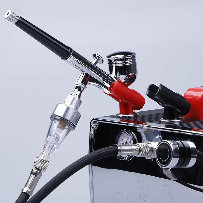 Máy Nén Khí Mini AB217 Kèm Súng Phun Sơn Airbrush HD-130, Máy Phun Sơn Nghệ Thuật.