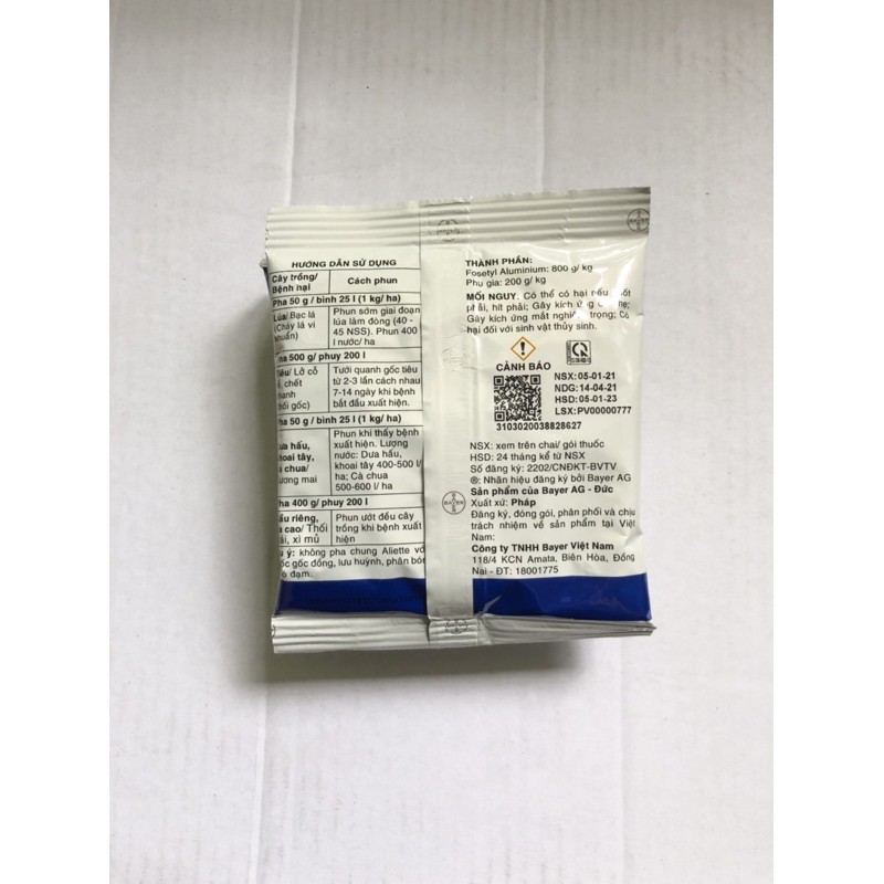 Aliette 800WG 100g - Trừ Bệnh Lưu Dẫn Hai Chiều