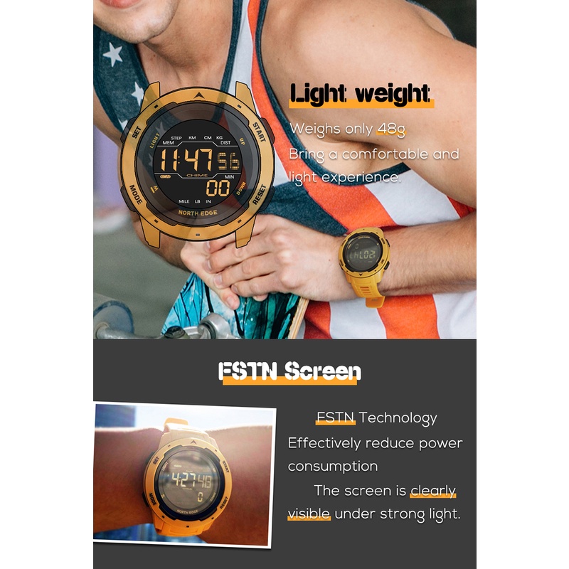 Đồng Hồ Thể Thao Thông Minh Chống Thấm Nước 50m In Chữ NORTH EDGE WARS