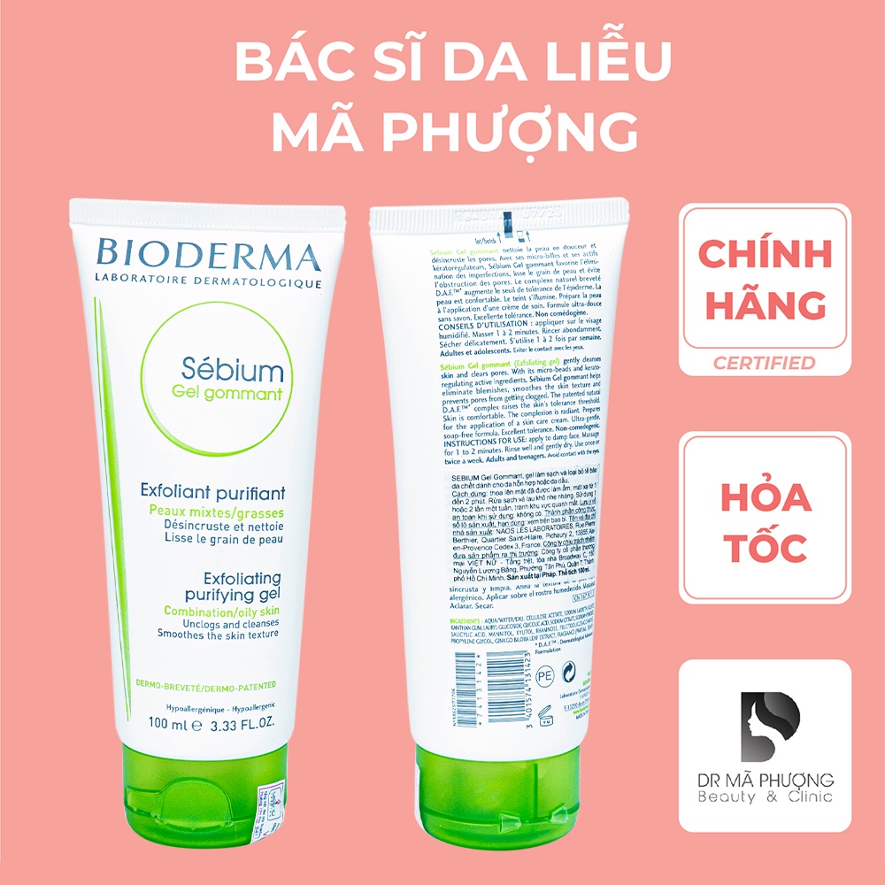 [CHÍNH HÃNG] Tẩy da chết Bioderma sebium Gel Gommant