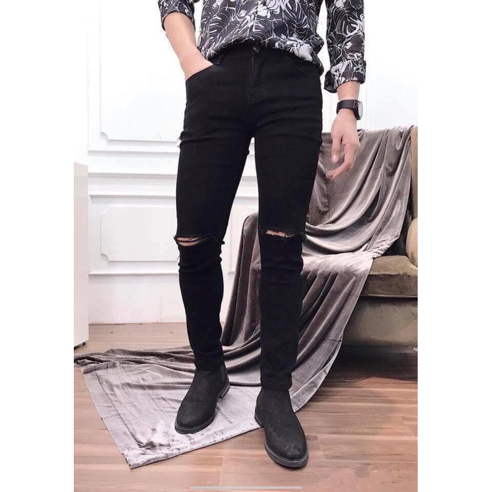 LQ Fashion - Quần jean nam Đen cao cấp rách gối, form skinny siêu chất - E5172 | BigBuy360 - bigbuy360.vn