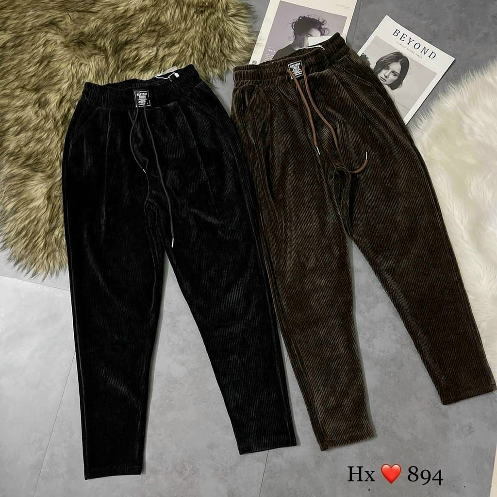 [HÀNG LOẠI 1] Quần nhung tăm cạp chun dày dặn_Quần Baggy nhung tăm nữ loại 1 MY21