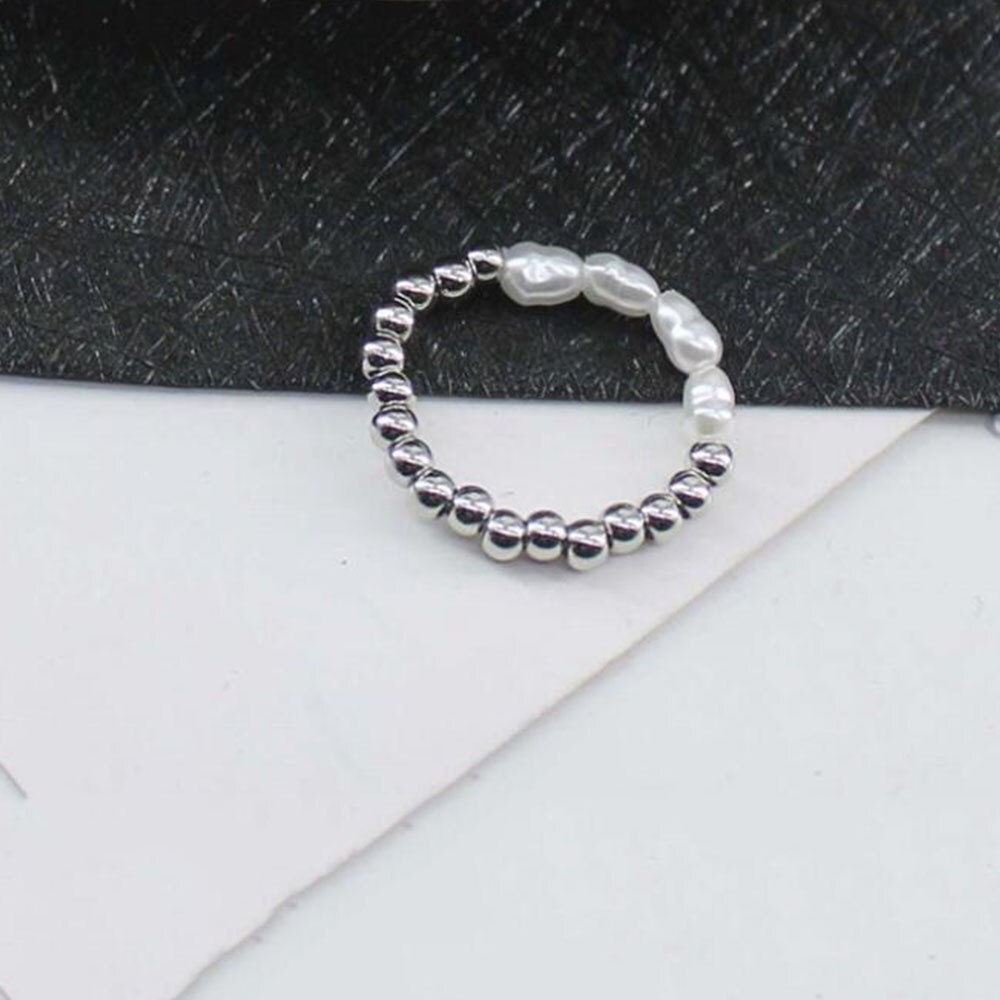 Nhẫn hở hình trái tim đính ngọc trai nhân tạo thời trang cho nữ