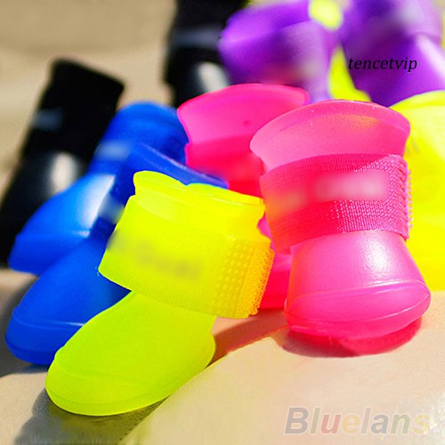 Set 4 giày bốt cao su đi mưa xinh xắn dành cho thú cưng