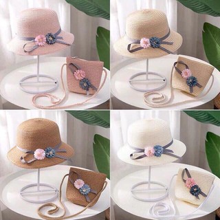 set túi và mũ cói cho bé yêu