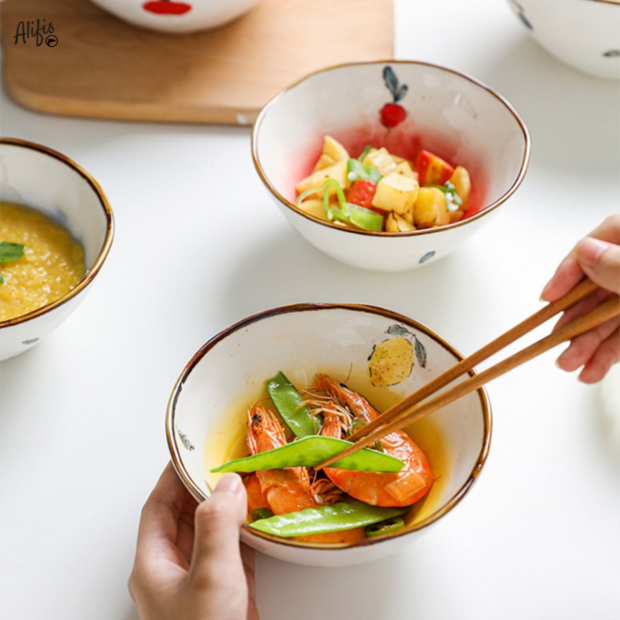 Tô sứ, bát tô ăn mì, đựng salad- họa tiết hoa quả nhiều màu sắc - dùng cho bàn ăn và decor
