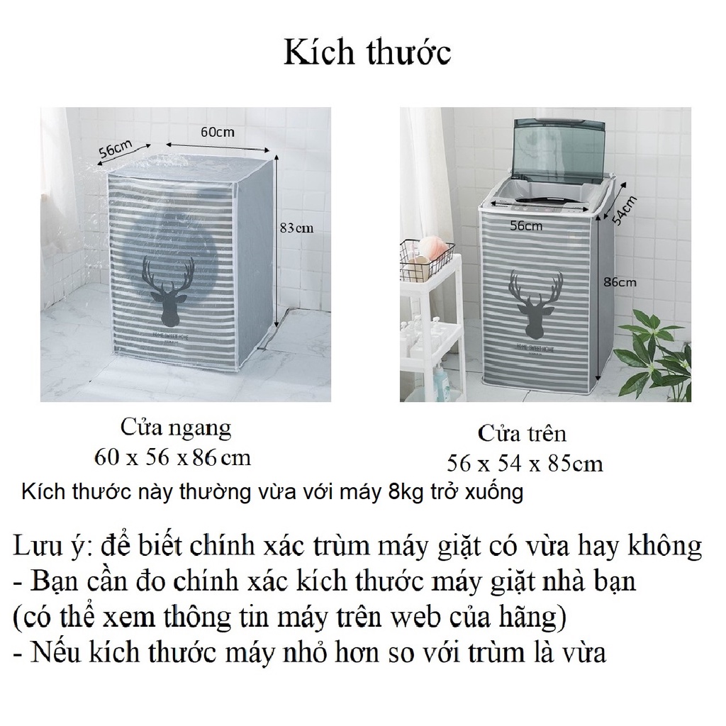 Bọc trùm máy giặt cửa ngang,cửa trên chống bụi chống nước che phủ máy giặt đẹp