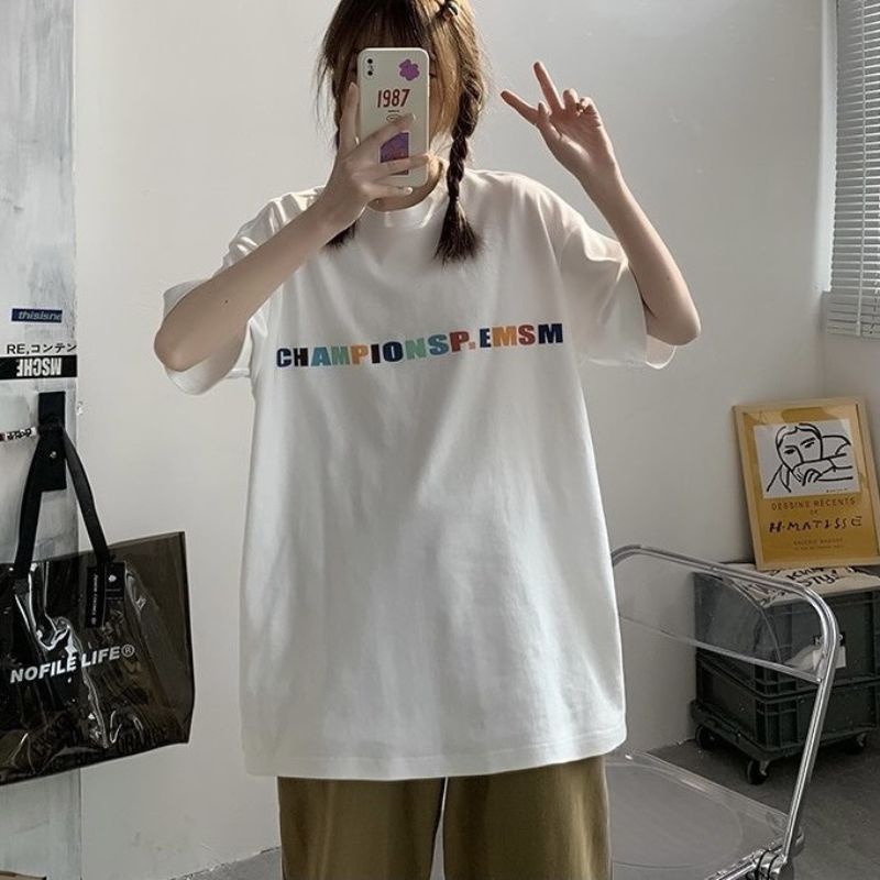 Áo thun ❤có size tay lỡ unisex Championsp