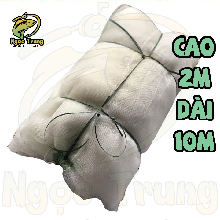 Lưới Vét Cá,Tôm,Tép  bằng cước PE mắt lưới 3 li .Cao 2m dài 10m túi 5m chì nặng chất lượng 368