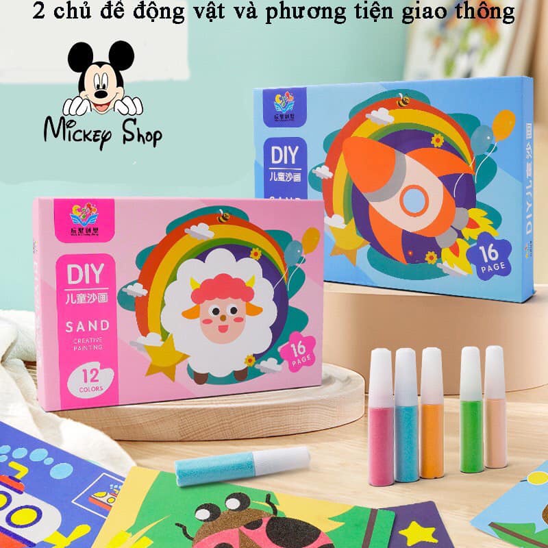 SET 16 BỨC TRANH CÁT TÔ MÀU BẰNG CÁT NHIỀU MẪU CHO BÉ VUI HỌC