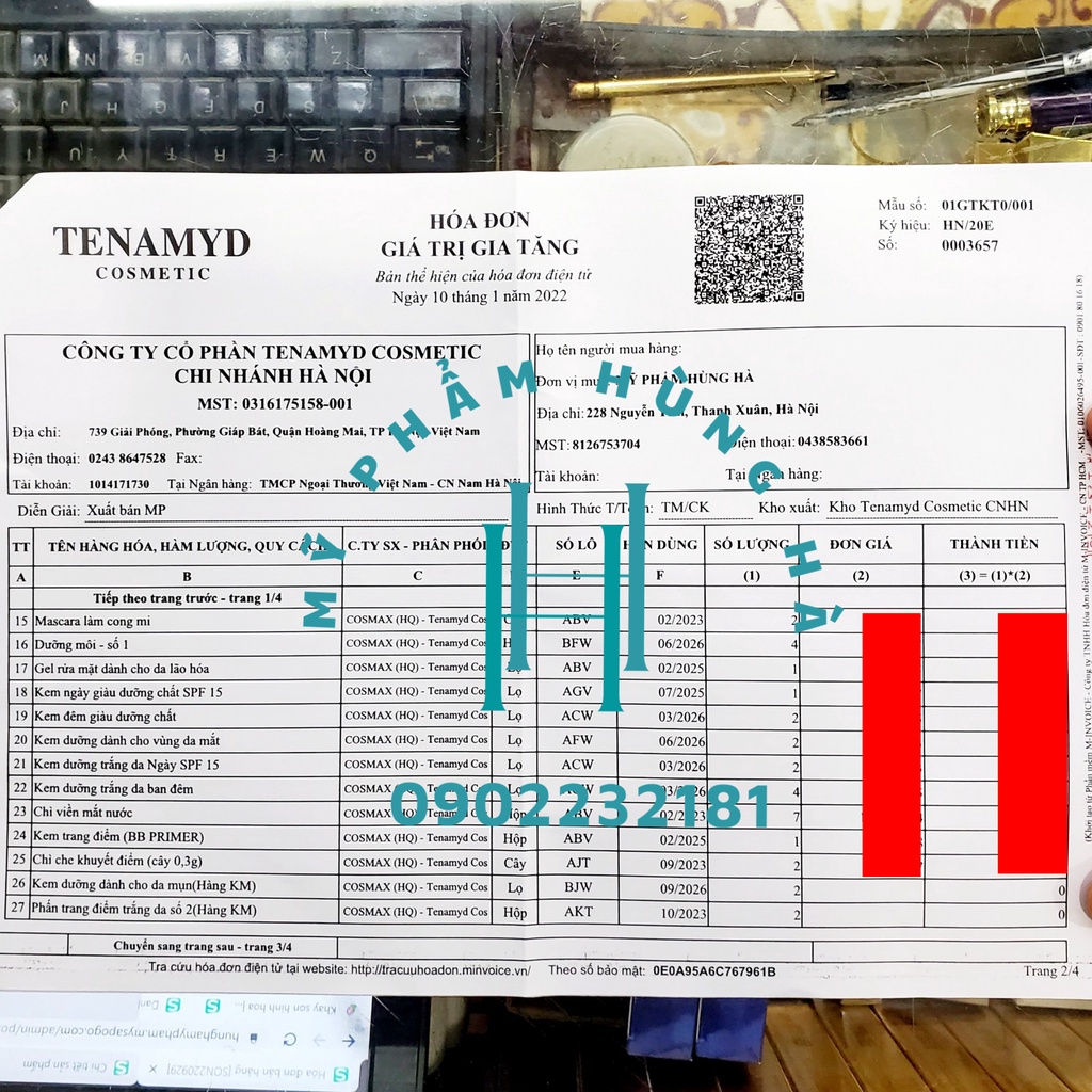 Kem dưỡng Tenamyd Luxury, kem dưỡng da siêu dưỡng chất ngăn ngừa lão hóa, mờ thâm nám Ultra Hydration Cream 55g