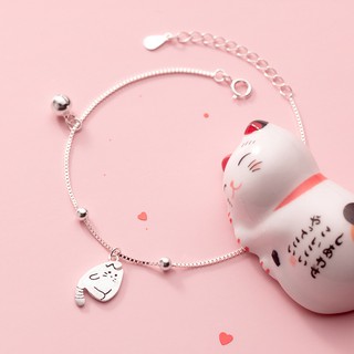 Vòng tay vòng chân lắc tay lắc chân nữ bạc s925 mèo mập và chuông cute Cá jewelry
