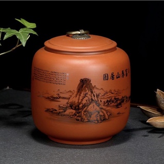 Hũ bình đựng trà gốm nung nắp khít