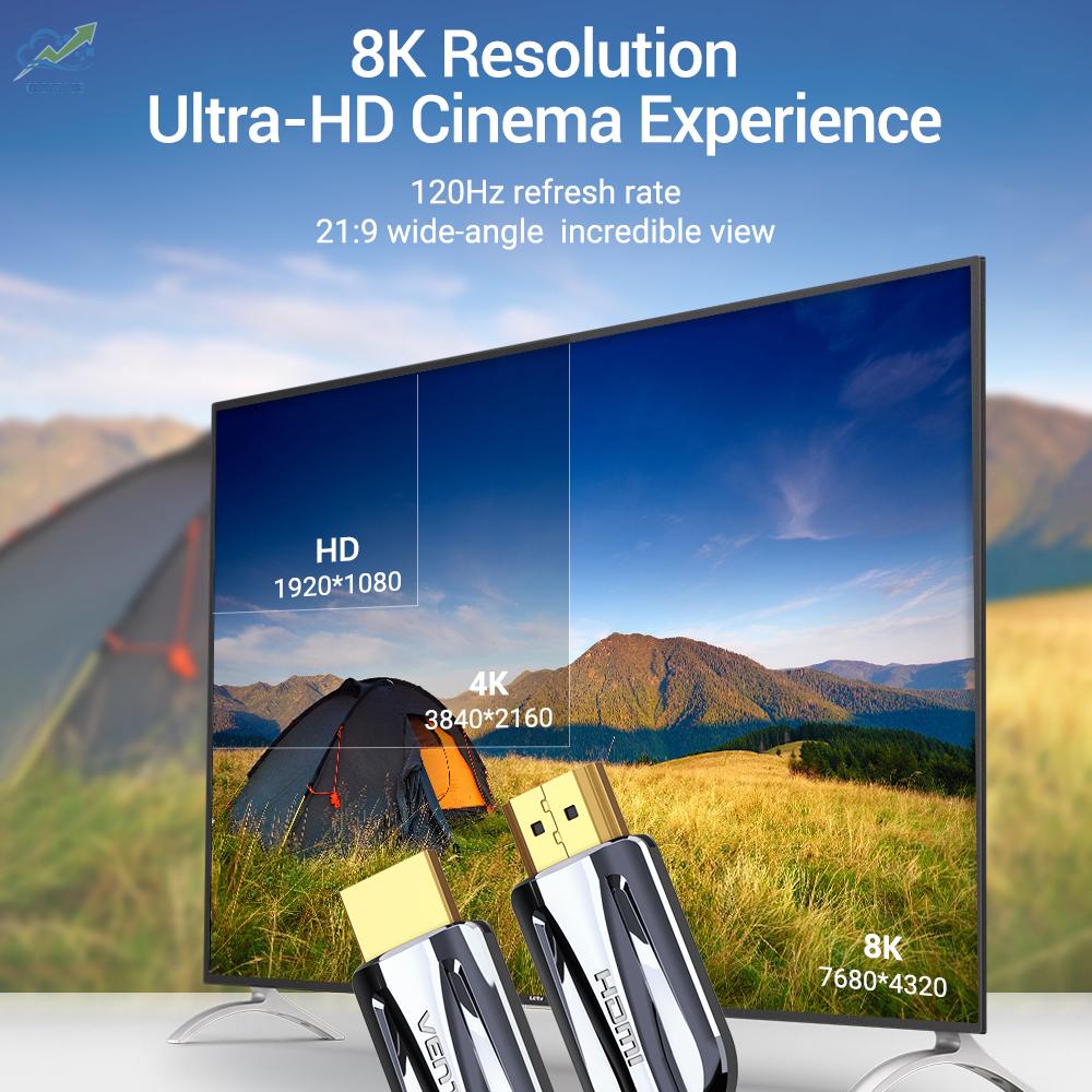 g☼Vention HDMI 2.1 HD Cable 8K Resolution 4K@120Hz Dynamic HDR Compatible with HDMI 2.0 for Computer Smart Box Projector 2m