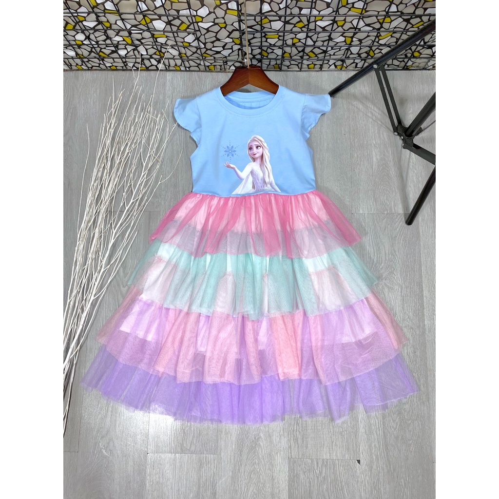 Váy công chúa Elsa tầng cho bé từ 15-40kg cực điệu