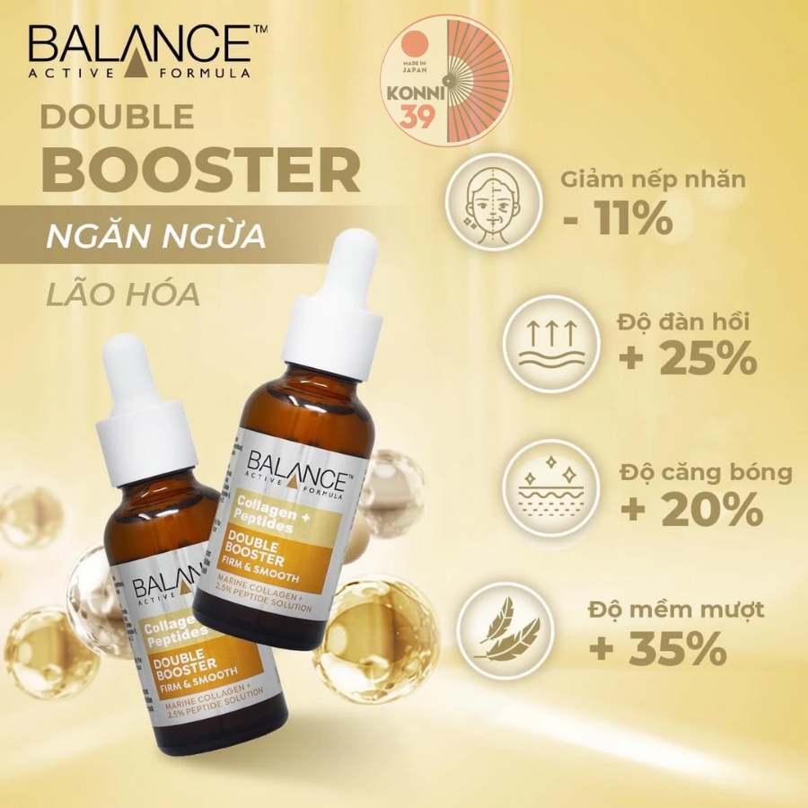 Serum Collagen trẻ hóa làn da - Balance Active Formula Collagen + Peptides Double Booster 30ml - Bahachiha