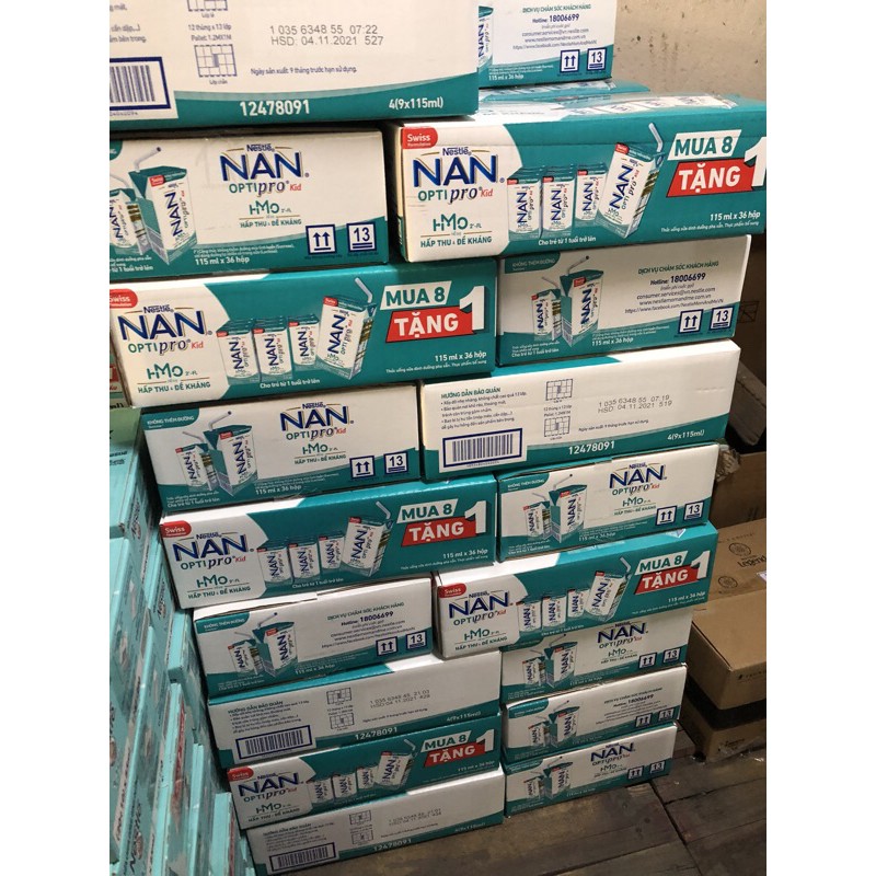 [ Date mới] Thùng 24 hộp sữa pha sẵn Nestle Nan Optipro Kid 180ml/hộp