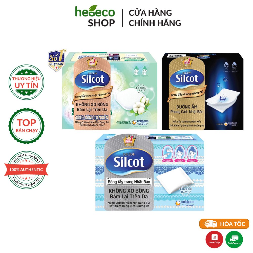 Bông Tẩy Trang Cao Cấp Làm sạch sâu và An toàn Silcot Unicharm - Nhật Bản Chính Hãng