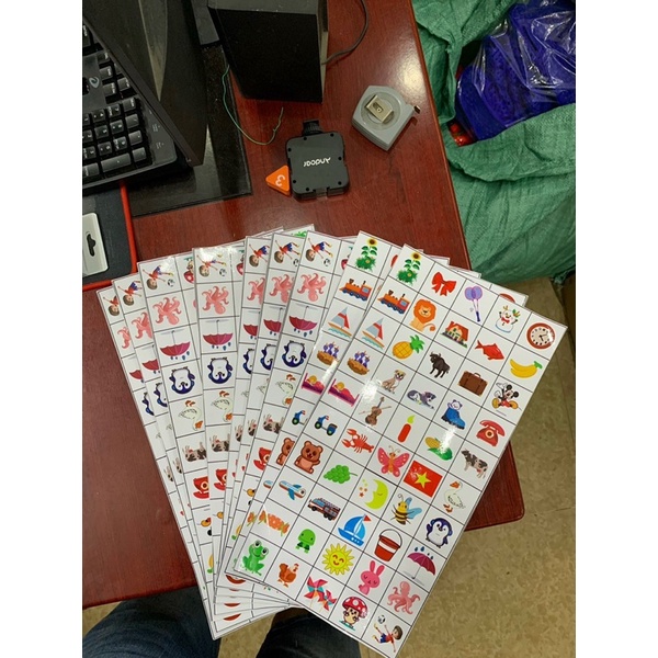 Tờ Sticker Bóc Dán 50 Kí Hiệu Ca Cốc Bàn Chải Cho Trường Mầm Non